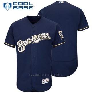 Maglia Baseball Uomo Milwaukee Brewers Blu Cool Base