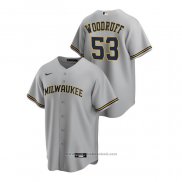 Maglia Baseball Uomo Milwaukee Brewers Brandon Woodruff Replica Road Grigio