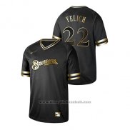 Maglia Baseball Uomo Milwaukee Brewers Christian Yelich 2019 Golden Edition Nero