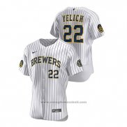 Maglia Baseball Uomo Milwaukee Brewers Christian Yelich Autentico 2020 Home Bianco