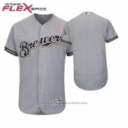 Maglia Baseball Uomo Milwaukee Brewers Grigio 2018 Festa della mamma Flex Base