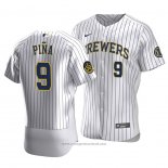 Maglia Baseball Uomo Milwaukee Brewers Manny Pina Autentico Primera Bianco