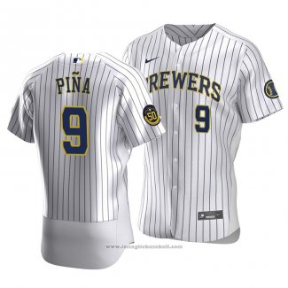 Maglia Baseball Uomo Milwaukee Brewers Manny Pina Autentico Primera Bianco