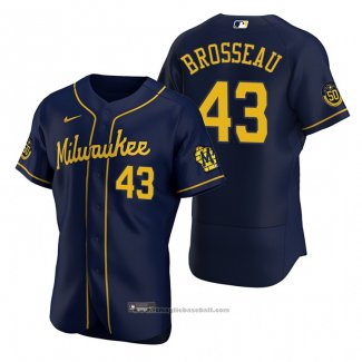 Maglia Baseball Uomo Milwaukee Brewers Mike Brosseau Autentico Alternato Blu