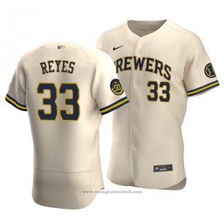 Maglia Baseball Uomo Milwaukee Brewers Pablo Reyes Autentico Alternato Crema