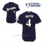 Maglia Baseball Uomo Milwaukee Brewers Paul Molitor 4 Blu Alternato Cool Base