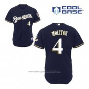 Maglia Baseball Uomo Milwaukee Brewers Paul Molitor 4 Blu Alternato Cool Base