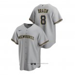 Maglia Baseball Uomo Milwaukee Brewers Ryan Braun Replica Road Grigio