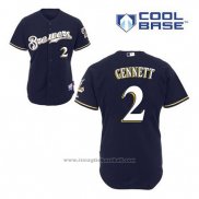 Maglia Baseball Uomo Milwaukee Brewers Scooter Gennett 2 Blu Alternato Cool Base