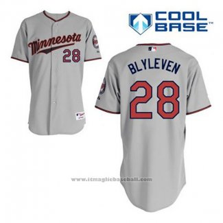 Maglia Baseball Uomo Minnesota Twins Bert Blyleven 28 Grigio Cool Base