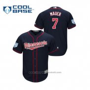 Maglia Baseball Uomo Minnesota Twins Joe Mauer 2019 Allenamento Primaverile Cool Base Blu