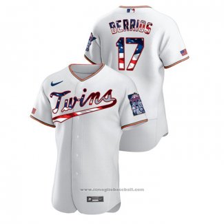 Maglia Baseball Uomo Minnesota Twins Jose Berrios 2020 Stars & Stripes 4th of July Bianco