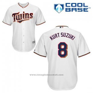 Maglia Baseball Uomo Minnesota Twins Kurt Suzuki 8 Bianco Home Cool Base