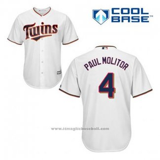 Maglia Baseball Uomo Minnesota Twins Paul Molitor 4 Bianco Home Cool Base