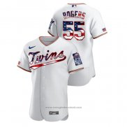 Maglia Baseball Uomo Minnesota Twins Taylor Rogers 2020 Stars & Stripes 4th of July Bianco