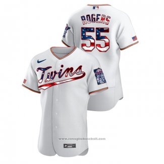 Maglia Baseball Uomo Minnesota Twins Taylor Rogers 2020 Stars & Stripes 4th of July Bianco