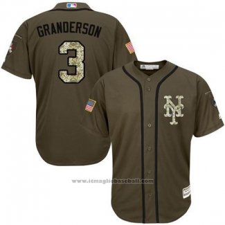 Maglia Baseball Uomo New York Mets 3 Curtis Granderson Verde Salute To Service