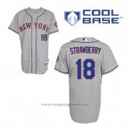 Maglia Baseball Uomo New York Mets Darryl Strawberry 18 Grigio Cool Base