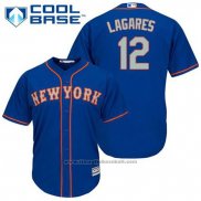Maglia Baseball Uomo New York Mets Juan Lagares 12 Blu Alternato Cool Base