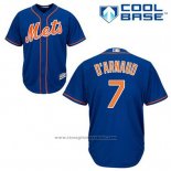 Maglia Baseball Uomo New York Mets Travis D'arnaud 7 Blu Alternato Home Cool Base