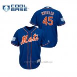 Maglia Baseball Uomo New York Mets Zack Wheeler 2019 Allenamento Primaverile Cool Base Blu