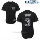 Maglia Baseball Uomo New York Yankees Babe Ruth 3 Nero Fashion Cool Base