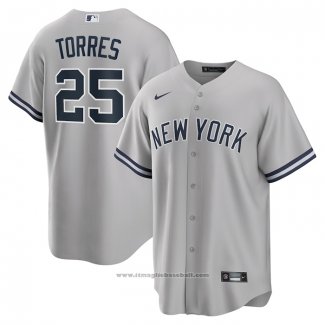 Maglia Baseball Uomo New York Yankees Gleyber Torres Road Replica Grigio