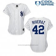 Maglia Baseball Uomo New York Yankees Mariano Rivera 42 Bianco Cool Base