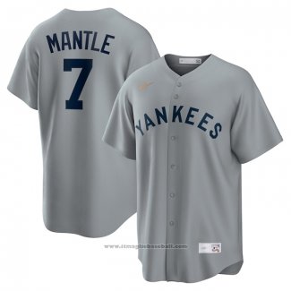 Maglia Baseball Uomo New York Yankees Mickey Mantle Road Cooperstown Collection Grigio