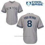 Maglia Baseball Uomo New York Yankees Yogi Berra 8 Grigio Cool Base