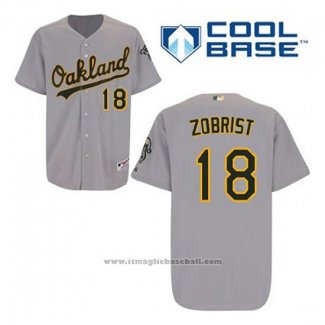 Maglia Baseball Uomo Oakland Athletics Ben Zobrist 18 Grigio Cool Base