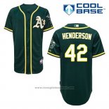 Maglia Baseball Uomo Oakland Athletics Dave Henderson 42 Verde Alternato Cool Base