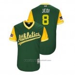 Maglia Baseball Uomo Oakland Athletics Jed Lowrie 2018 LLWS Players Weekend Jedi Verde