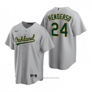 Maglia Baseball Uomo Oakland Athletics Rickey Henderson Replica Road Grigio