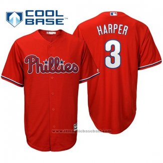 Maglia Baseball Uomo Philadelphia Phillies Bryce Harper Cool Base Rosso