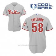 Maglia Baseball Uomo Philadelphia Phillies Jonathan Papelbon 58 Grigio Cool Base