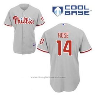 Maglia Baseball Uomo Philadelphia Phillies Pete Rose 14 Grigio Cool Base