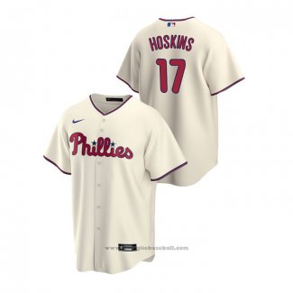 Maglia Baseball Uomo Philadelphia Phillies Rhys Hoskins Replica Alternato Crema