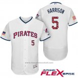 Maglia Baseball Uomo Pittsburgh Pirates 2017 Stelle e Strisce Josh Harrison Bianco Flex Base