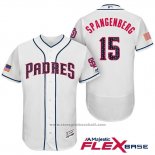 Maglia Baseball Uomo San Diego Padres 2017 Stelle e Strisce Cory Spangenberg Bianco Flex Base