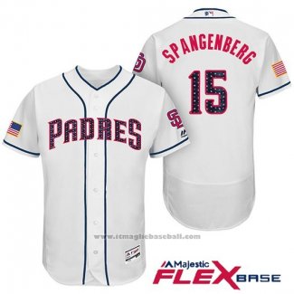 Maglia Baseball Uomo San Diego Padres 2017 Stelle e Strisce Cory Spangenberg Bianco Flex Base