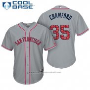 Maglia Baseball Uomo San Francisco Giants 2017 Stelle e Strisce Brandon Crawford Grigio Cool Base