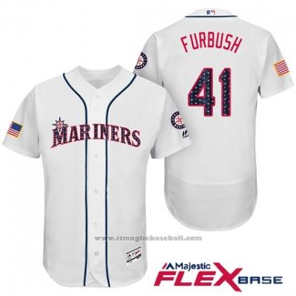 Maglia Baseball Uomo Seattle Mariners 2017 Stelle e Strisce Charlie Furbush Bianco Flex Base