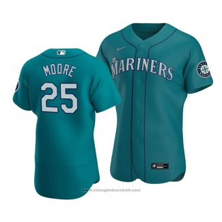 Maglia Baseball Uomo Seattle Mariners Dylan Moore Autentico Alternato Verde