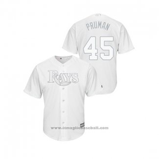 Maglia Baseball Uomo Tampa Bay Rays Austin Pruitt 2019 Players Weekend Replica Bianco