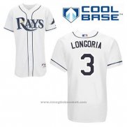 Maglia Baseball Uomo Tampa Bay Rays Evan Longoria 3 Bianco Home Cool Base