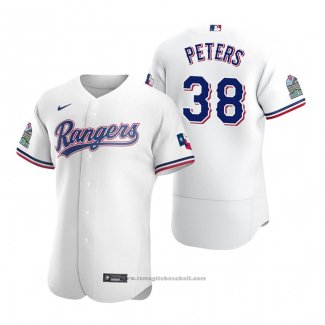 Maglia Baseball Uomo Texas Rangers Dj Peters Autentico Home Bianco