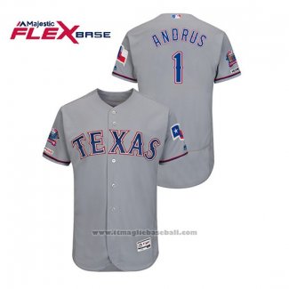 Maglia Baseball Uomo Texas Rangers Elvis Andrus 150 Anniversario Autentico Flex Base Grigio