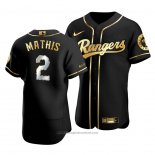 Maglia Baseball Uomo Texas Rangers Jeff Mathis Golden Edition Autentico Nero