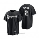 Maglia Baseball Uomo Texas Rangers Marcus Semien Replica Nero